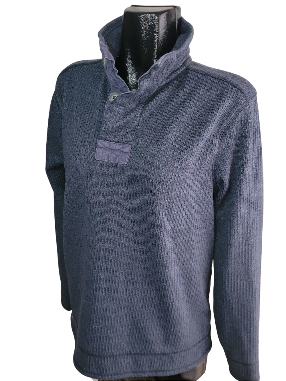 Field & Stream Men's Navy Ribbed Knit Quarter-Button Pullover Sweater Size M - Picture 3 of 5